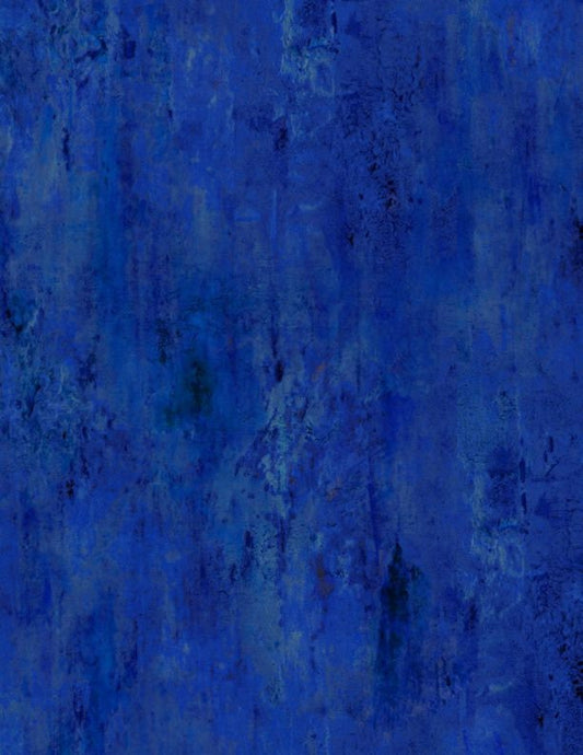 Essentials Vintage Texture from Wilmington Prints - Half Yard Royal Blue Distressed Blender - 89233-449
