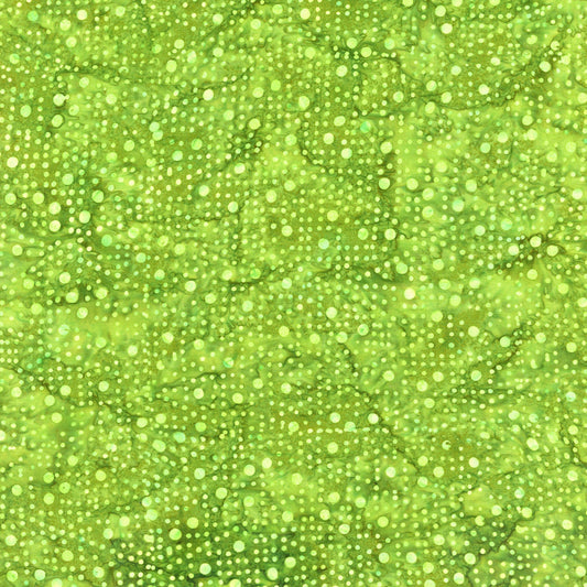 Spellbound Batik from Timeless Treasures - 1/2 Yard Poison Dancing Techno Dots - Green Batik Dots