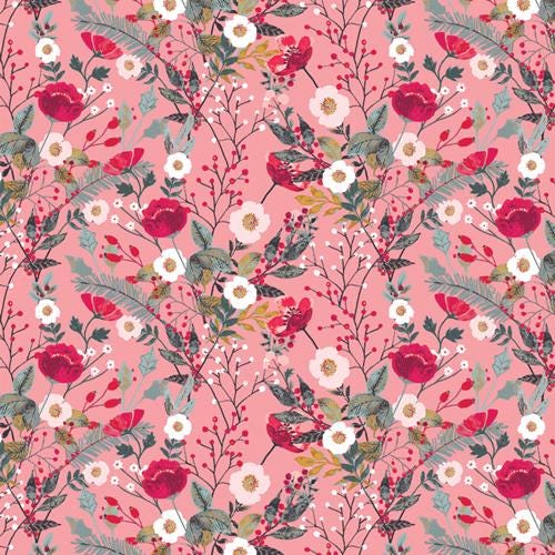 Adventale from Art Gallery - 1/2 Yard Merriment Flora  - Flowers, Pink