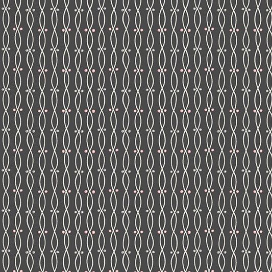 Twist Black from Tangent by Andover Fabrics - 1/2 Yard - Modern Double Helix Stripe