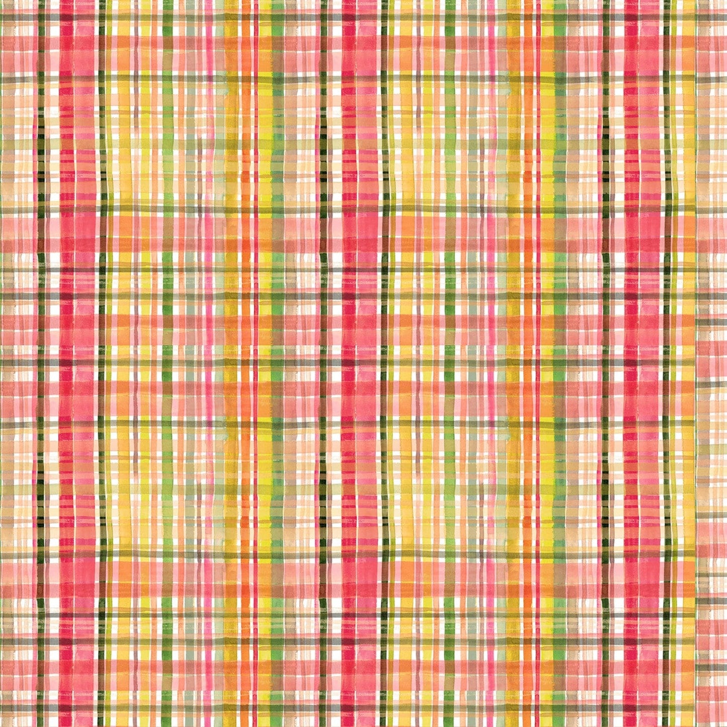 December to Remember from Dear Stella - Half Yard Multi Plaid Coral Green Yellow
