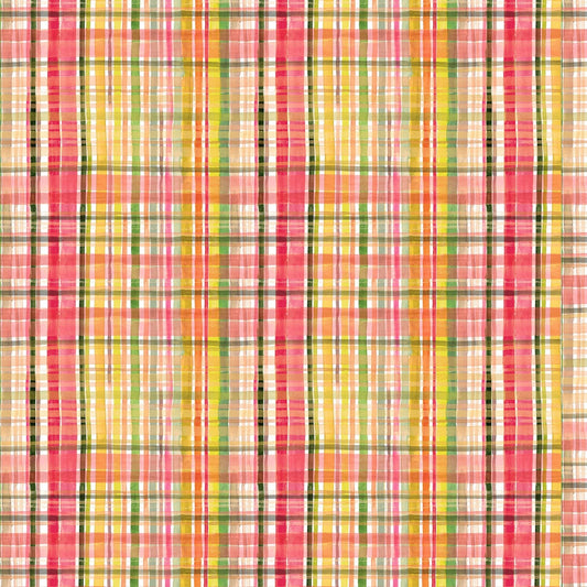 December to Remember from Dear Stella - Half Yard Multi Plaid Coral Green Yellow