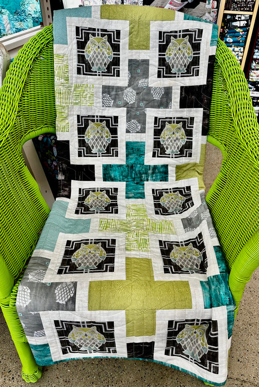 Owl Trellis Quilt Kit - 54.5" Square Quilt Kit Using Fabrics from the Nocturne line for Quilting Treasures - Confident Beginner Quilt