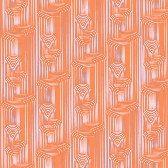 Maze in Papaya from Studio Palettes by River Bend - Half Yard White Interlocking Designs on Pink
