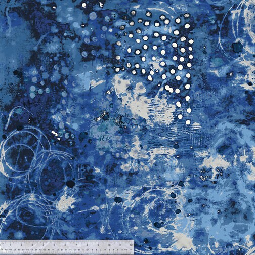 Spotted Graffiti by Marcia Derse for Windham Fabrics - 1/2 Yard Weather Map - Blue Modern Cotton