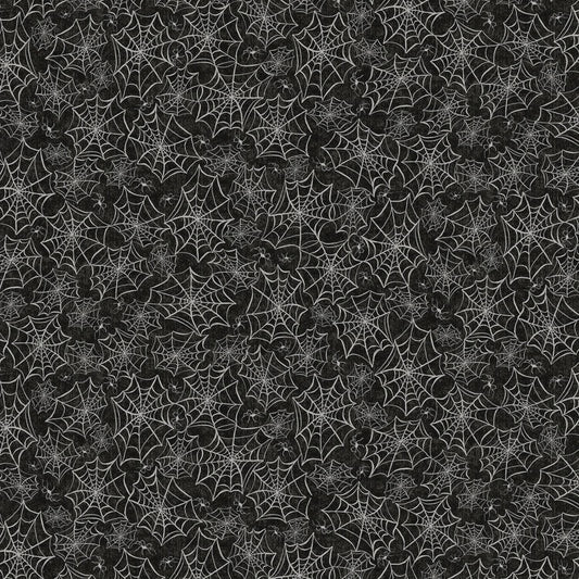 Hocus Pocus from P&B Textiles - 1/2 Yard Allover Spider Webs on Black - Halloween Fabric