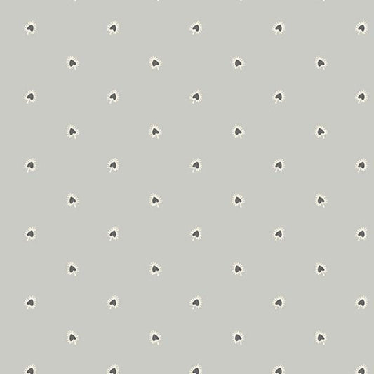Fan Grey from Tangent by Andover Fabrics - 1/2 Yard - Black Fans on Grey