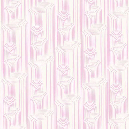 Maze in Pink from Studio Palettes by River Bend - Half Yard White Interlocking Pink Designs on White