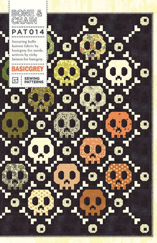 Bone & Chain by Basic Grey - 59" x 77" Halloween Skull Quilt Pattern