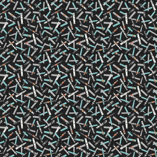Zooming Chickens from Studio E Fabrics - 1/2 Yard Chicken Scratch - Modern Charcoal Scraps