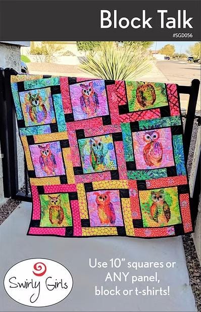 Block Talk Quilt Pattern from Swirly Girls - Variable Size, Panel and Shirt Friendly