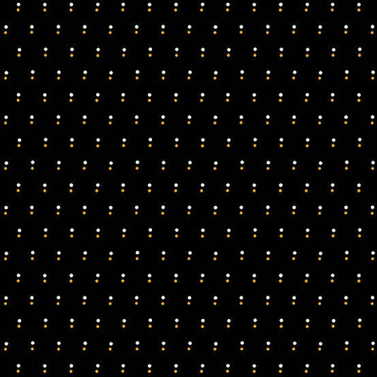 Midnight Haunt from Andover Fabrics - 1/2 Yard of White and Orange Dots on Black
