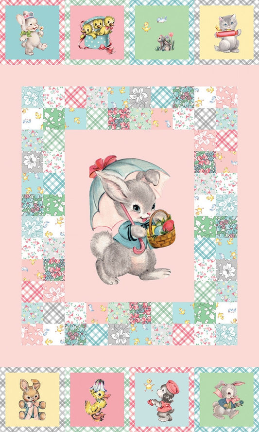 Easter Parade from Riley Blake Fabrics - 24" x 44" Bunny Panel - Bunnies, Chicks, Puppies, Flowers