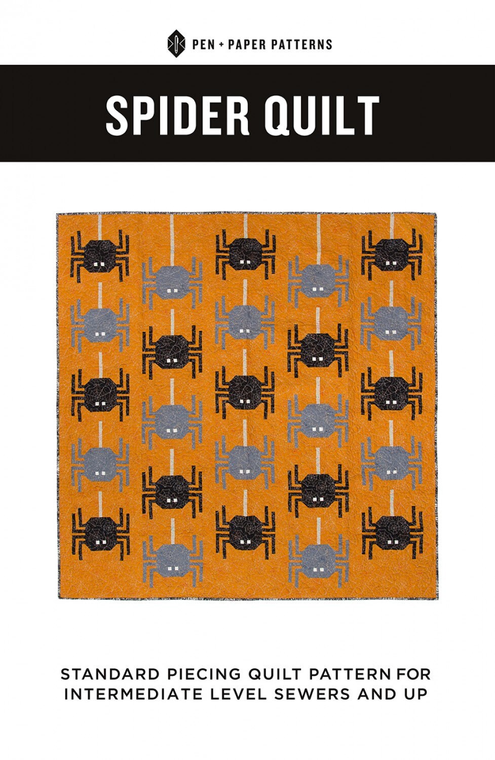Spider Quilt from Pen + Paper Patterns - 57.5" x 59.5" Quilt Pattern - Halloween Spiders
