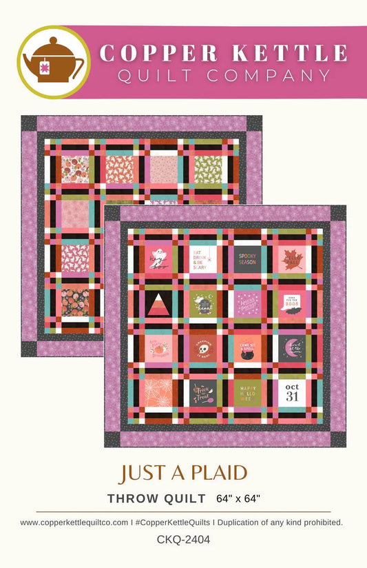 Just a Plaid Quilt Pattern from Copper Kettle Quilts - 64" x 64" Throw Quilt