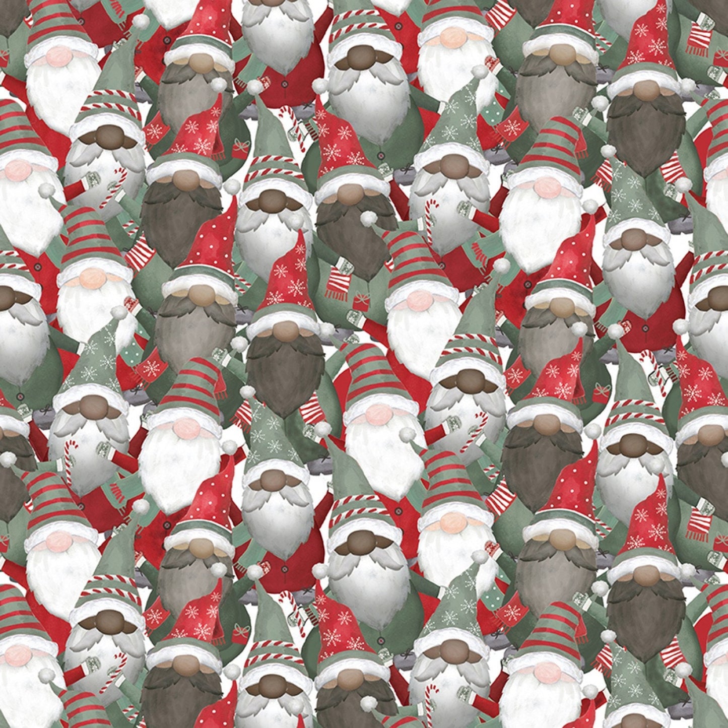 Let it Snow from Timeless Treasures - 1/2 Yard Multi Packed Cute Holiday Gnome - Christmas Santa Gnomes
