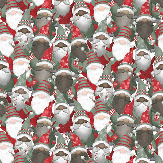 Let it Snow from Timeless Treasures - 1/2 Yard Multi Packed Cute Holiday Gnome - Christmas Santa Gnomes
