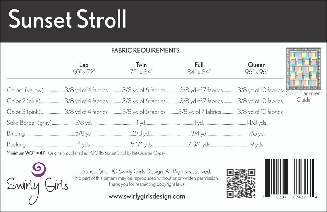 Sunset Stroll Quilt Pattern from Swirly Girl - Lap through Queen Size