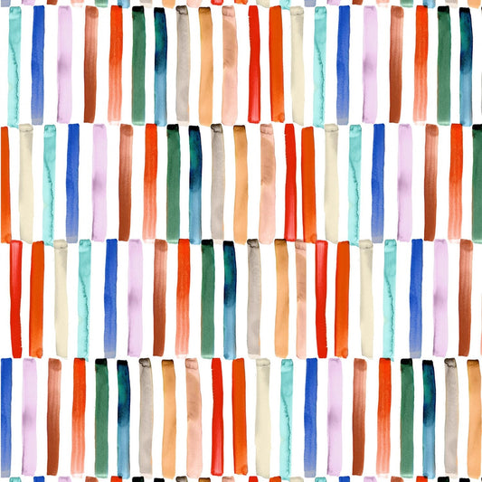 Ink Unleashed from Michael Miller Fabrics - Half Yard Candy Bars- Water Color Stripes on White