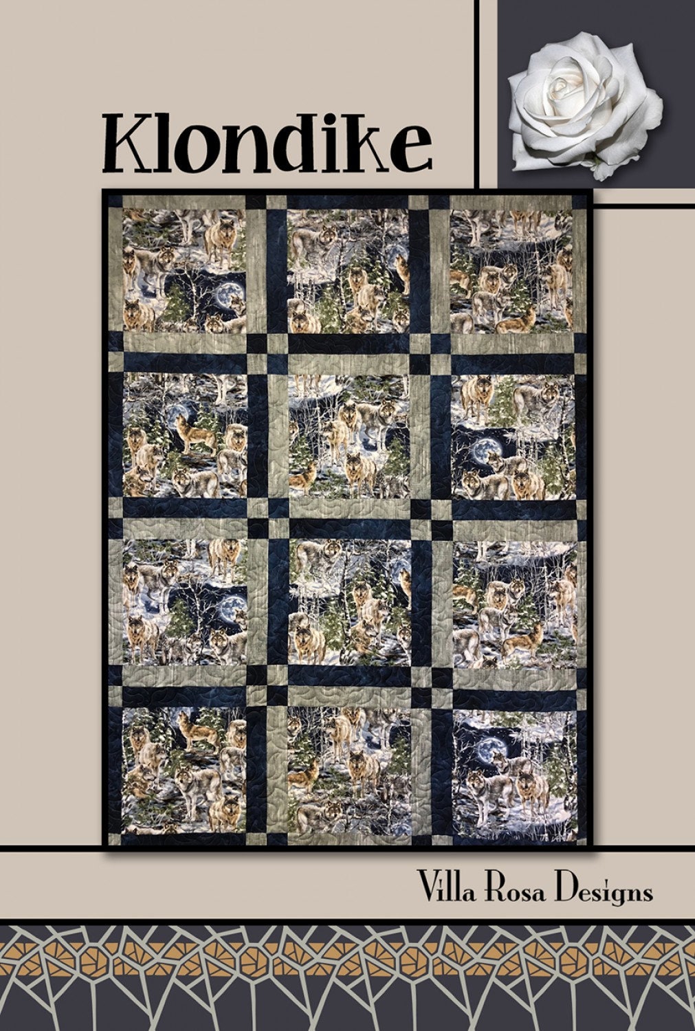 Klondike Quilt pattern from Villa Rosa Designs - Instructions for 2 Sizes Large Block Quilt Pattern - Postcard Size Pattern