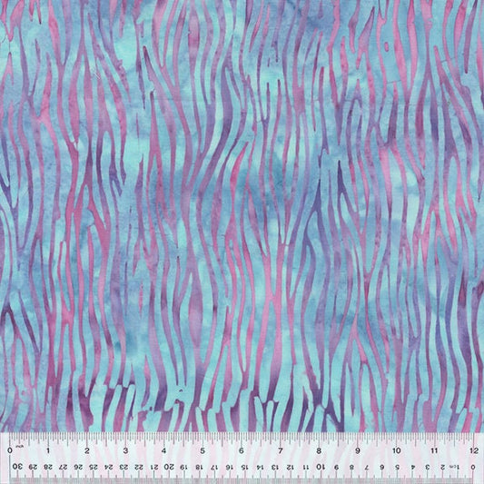 Pixie Batiks from Anthology Batik - 1/2 Yard Zebra Stripe Pixie - Blue and Pink Stripe Batik