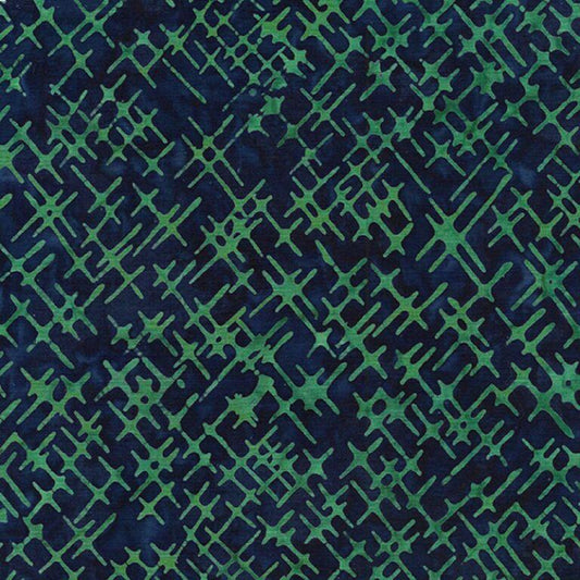 Cross Hatch in Blue Ocean from Squiggles Dots and Lines for Island Batik- 1/2 Yard