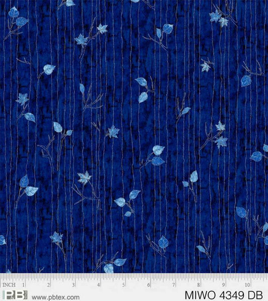 Midnight Woods from P & B Textiles - 1/2 Yard Leaves on Midnight Blue