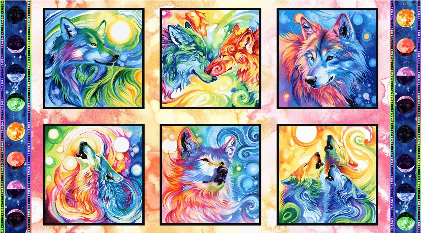 Spirit of the Wolf from 3 Wishes - 24" x 44" Wolf Block Panel - Bright Wolves