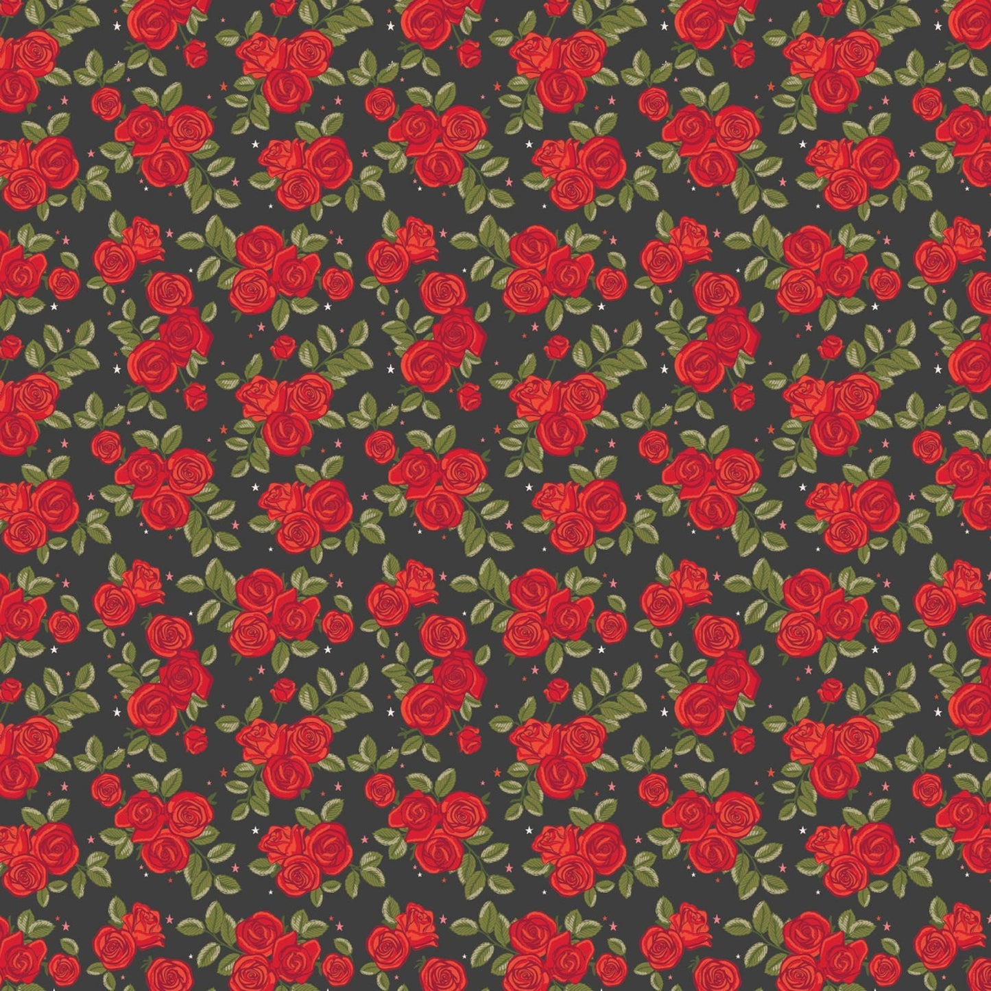 Tattoo Parlour from Camelot Fabrics - 1/2 Yard Roses and Leaves on Black