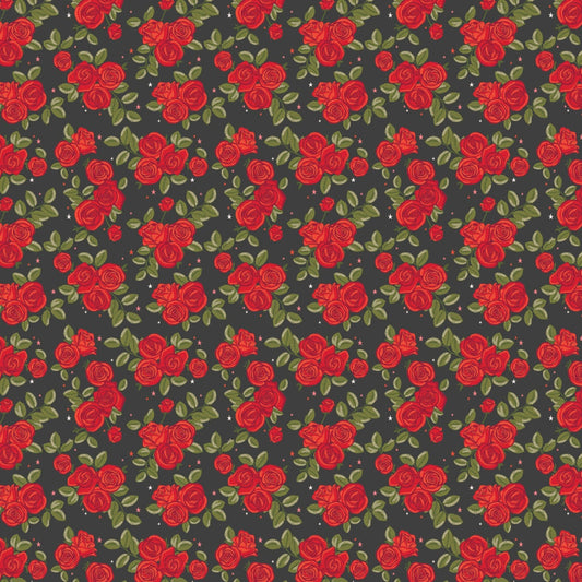 Tattoo Parlour from Camelot Fabrics - 1/2 Yard Roses and Leaves on Black