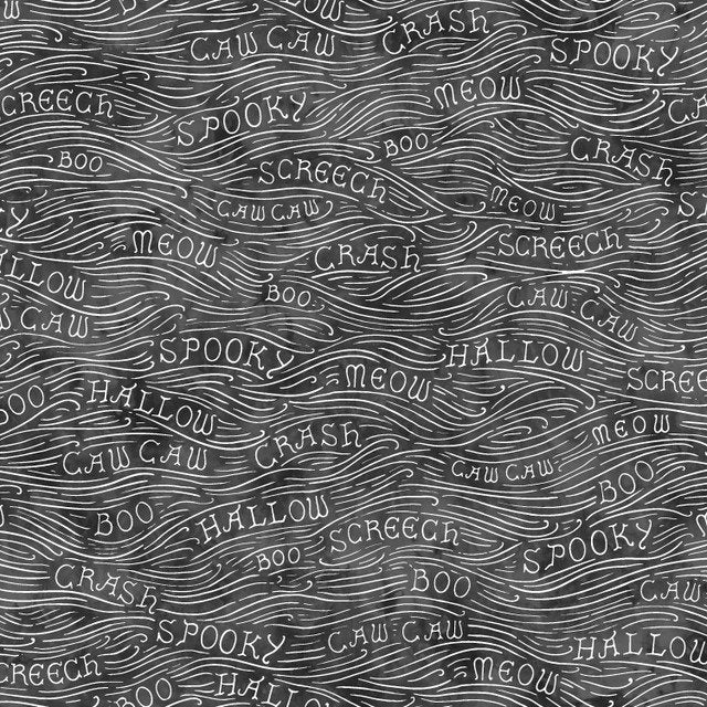 Spooky Hallow from Maywood studios - 1/2 Yard Spooky Noises Black - Halloween Words