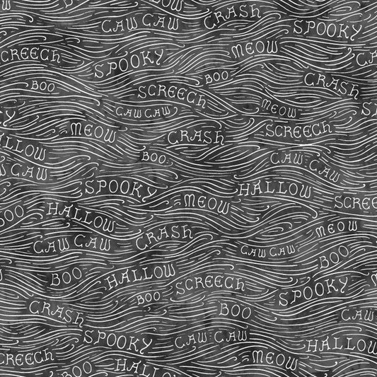 Spooky Hallow from Maywood studios - 1/2 Yard Spooky Noises Black - Halloween Words