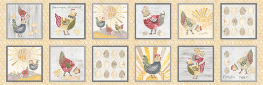 Chicken Block from Chicken Scratch for P&B Textiles - 1 Yard Chicken Scenes