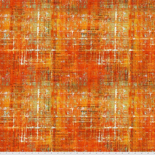 Abandoned II by Tim Holtz for Free Spirit - 27" x 44" End of Bolt  Scraped Layers - Vintage News Strips on Distressed Sienna