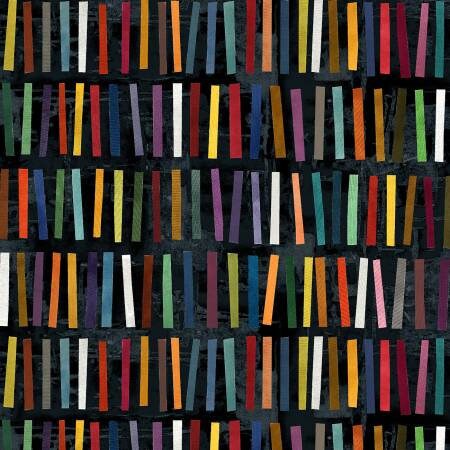 Marble Run by Marcia Derse for Windham Fabrics - 1/2 Yard Ink Black Stick Stacks - Modern Fabric