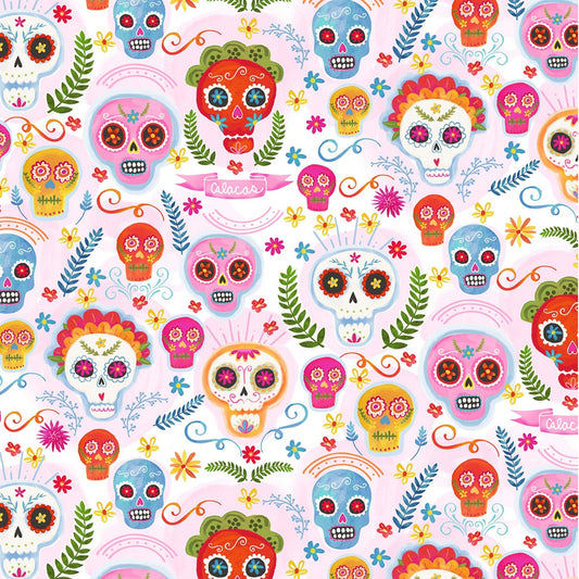 La Vida Loca from Michael Miller Fabrics - 1/2 Yard Blush Sugar Skulls
