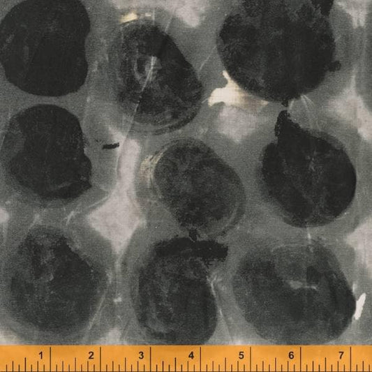 Canning from Random Thoughts by Marcia Derse for Windham Fabrics - 1/2 Yard Charcoal Circles on Grey
