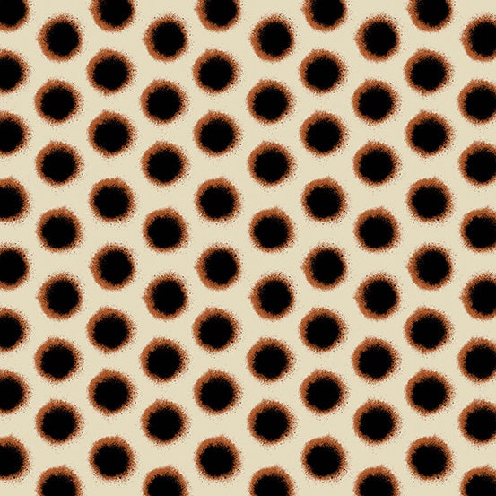 Verdigris from Andover Fabrics - 1/2 Yard Kensington in Newsprint - Black and Rust dots on Cream
