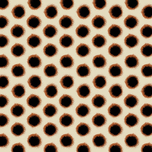 Verdigris from Andover Fabrics - 1/2 Yard Kensington in Newsprint - Black and Rust dots on Cream