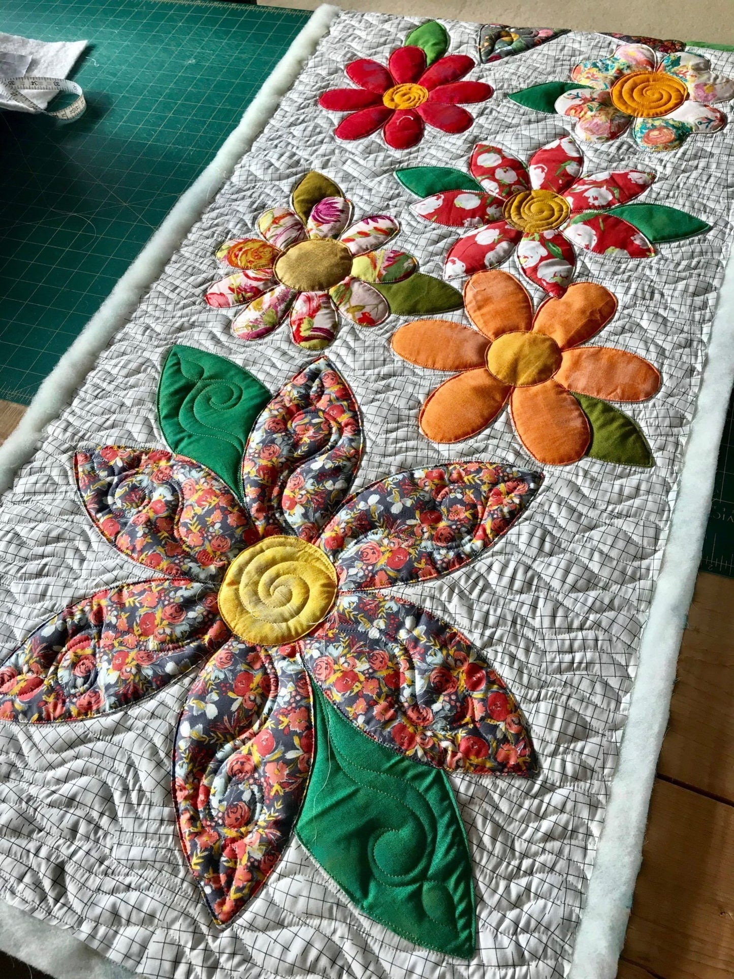 Blossoms Table Runner from Free Bird Quilting Designs - Paper Pattern for 90" x 20" Table Runner
