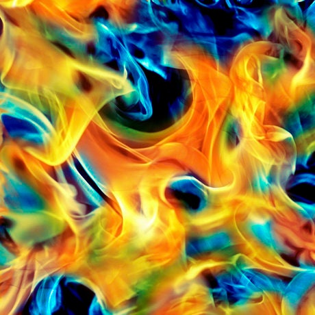 Open Air from Quilting Treasures - 1/2 Yard Smoke Orange and Blue