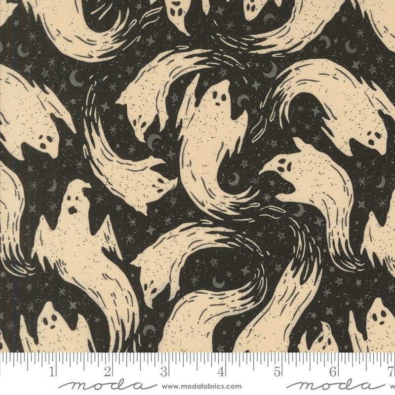 Home Sweet Haunt from Moda Fabrics - 1/2 Yard Ghostly Ghosts Charcoal - Halloween Ghosts