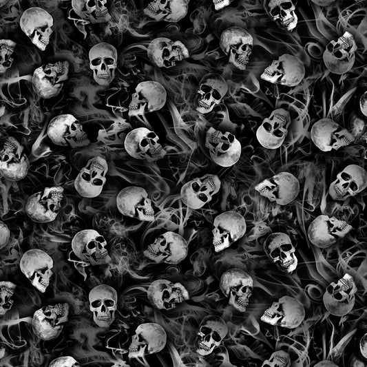 Wicked Eve from Timeless Treasures - 1/2 Yard Black Wicked Skeletons - Halloween Skulls and Smoke