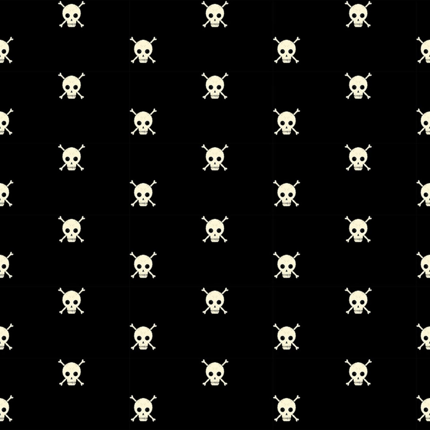 Sale - Boo from Dear Stella - 1/2 Yard Skull & Bones on Black - Halloween Skulls