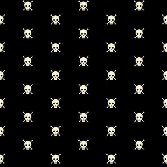 Sale - Boo from Dear Stella - 1/2 Yard Skull & Bones on Black - Halloween Skulls