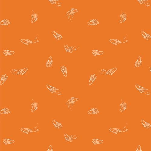 Ghostly and Haunted from Art Gallery Fabrics - 1/2 Yard Ghostly Dance - Ghosts on Orange - Halloween