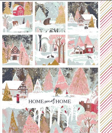 Adventale from Art Gallery Fabrics - 24" Welcome Home Block Panel - Winter Scenes, Border Stripe