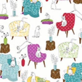 Cat Flat from Quilting Treasures - 1/2 Yard Cats in Chairs