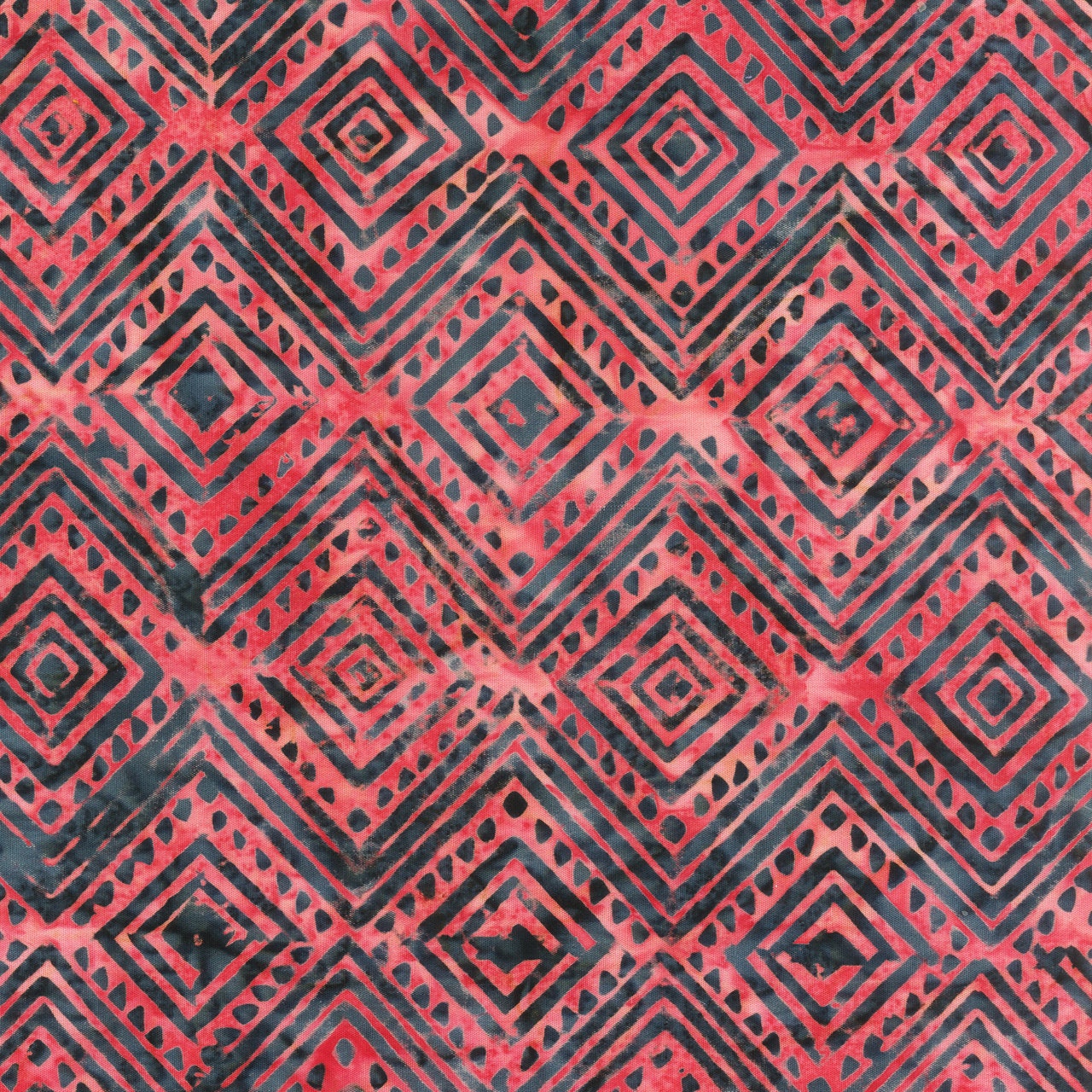 Mary Inman Batik from Anthology Batiks - Half Yard Coral and Charcoal Geometric