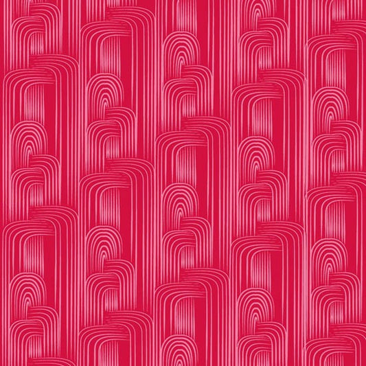 Maze in Red from Studio Palettes by River Bend - Half Yard White Interlocking Designs on Red